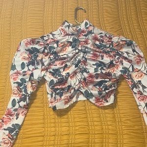 Turtleneck, long sleeve, floral crop top! Worn only once!